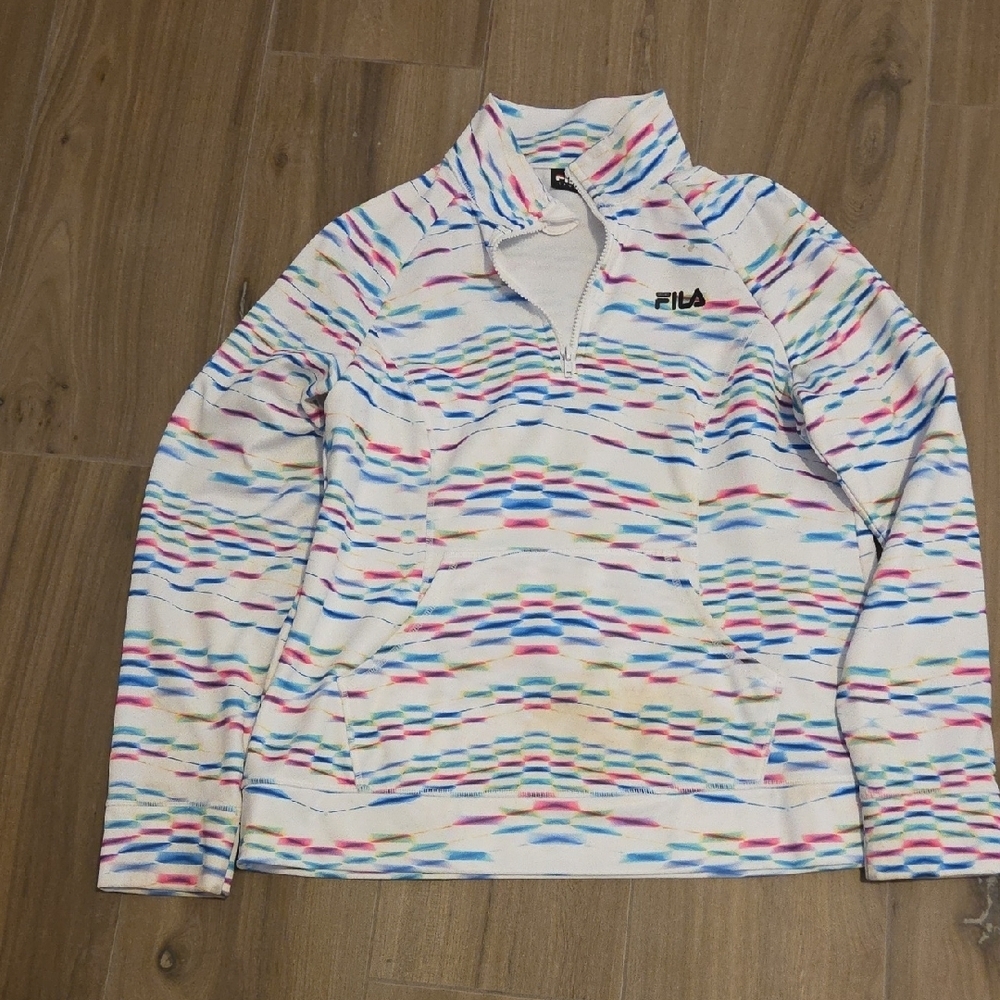 Fila White Multicolor Patterned Pullover